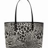 * | Deals Michael Kors Black Mixed Animal-Print Signature Carter Large Open Tote