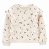 * | Budget Carter'S Cream Floral Ruffle Crewneck Sweatshirt Toddler