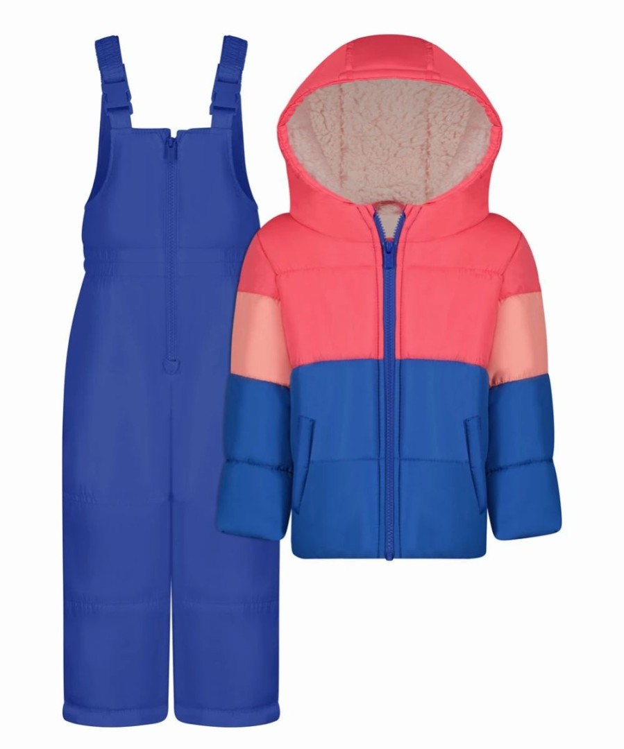 * | Buy Carter'S Royal Blue Color-Block Hooded Puffer Coat & Royal Blue Bib Pants Toddler & Girls