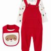 * | Best Pirce Carter'S Red Kangaroo Pocket Santa Overalls Set Infant