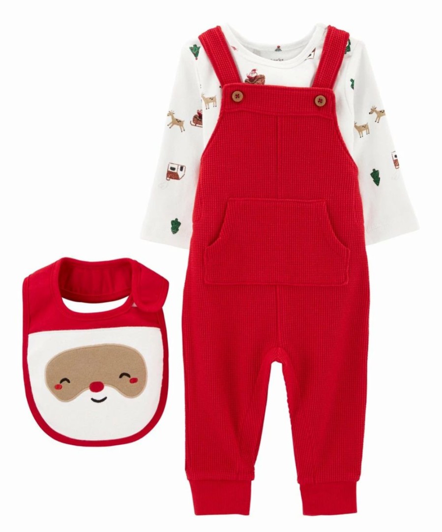 * | Best Pirce Carter'S Red Kangaroo Pocket Santa Overalls Set Infant