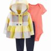 * | Deals Carter'S Yellow & Gray Plaid Hooded Button-Up Jacket Set Newborn & Infant