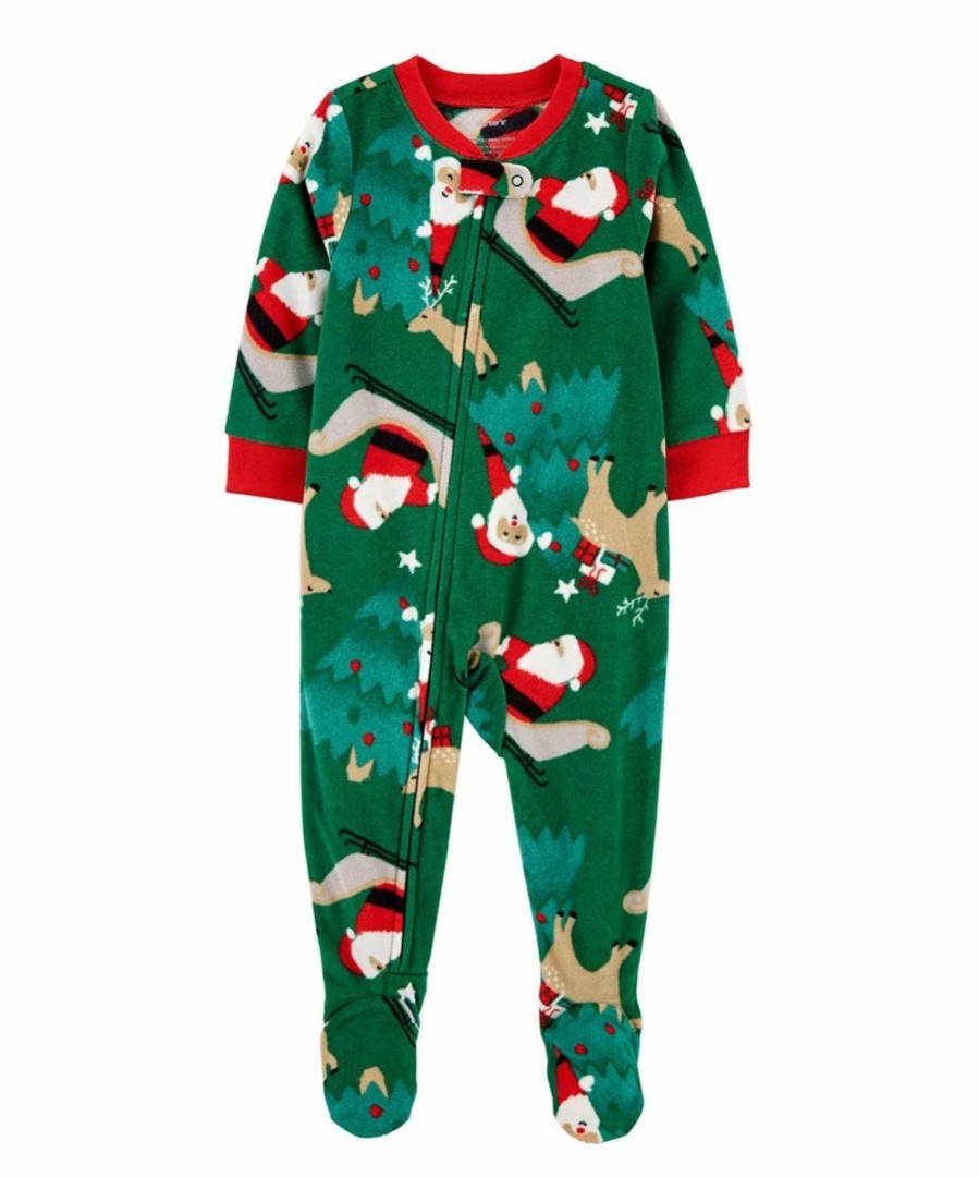 * | Cheapest Carter'S Green Santa Long-Sleeve Footie Infant