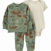 * | Promo Carter'S Green & Brown Camo Pocket Sweatshirt Set Newborn & Infant