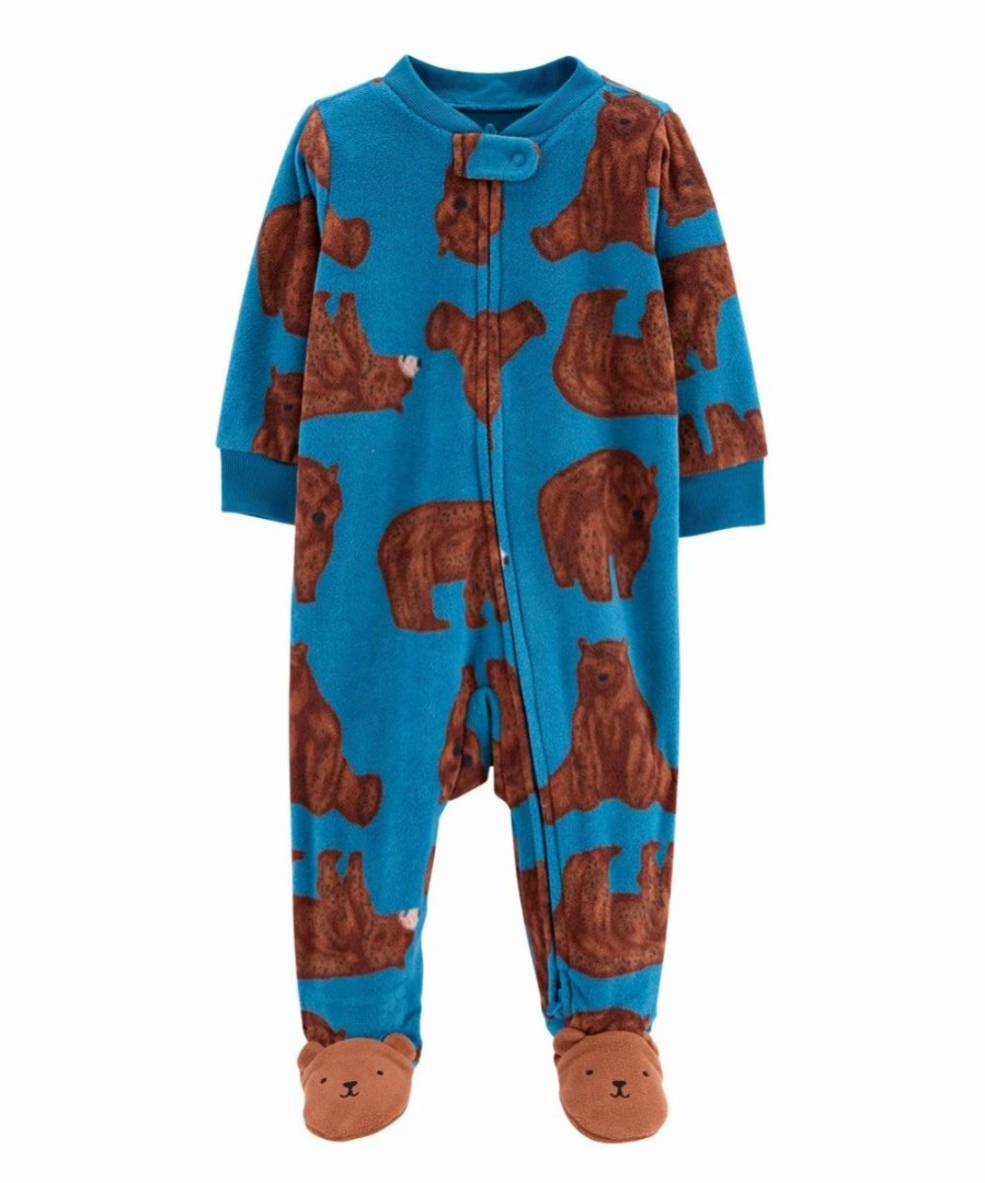 * | Top 10 Carter'S Blue & Brown Bear-Foot Zip-Up Fleece Footie Newborn & Infant