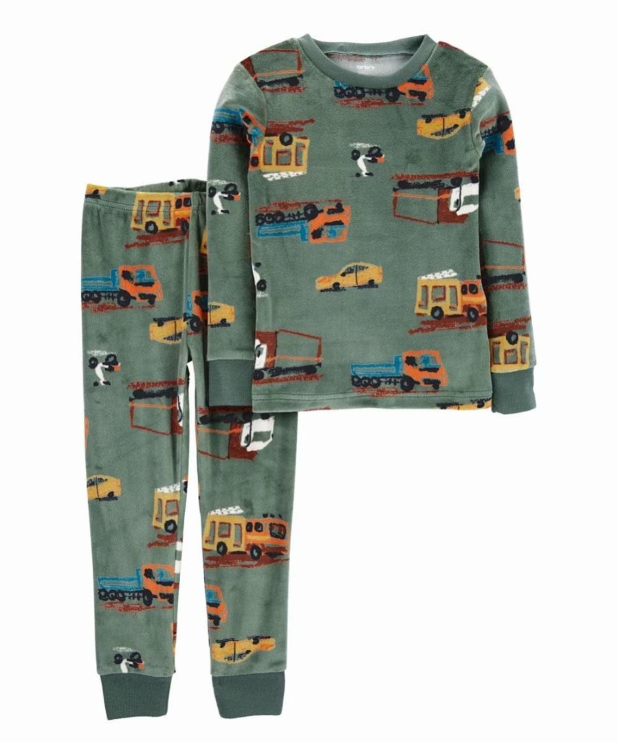 * | Wholesale Carter'S Green Truck Fuzzy Pajama Set Toddler