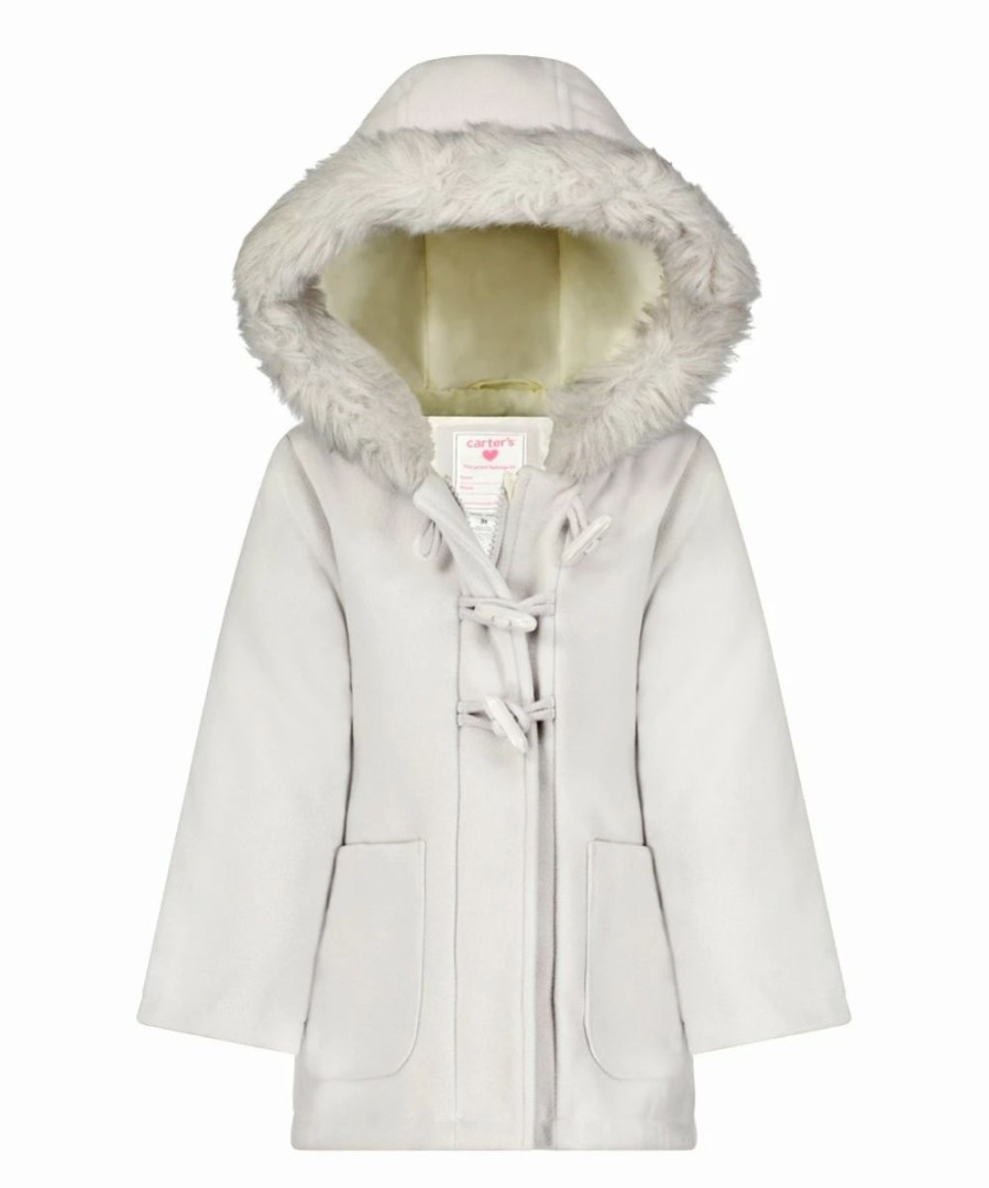 * | Budget Carter'S Gray Faux Fur Hood Toggle-Closure Coat Toddler & Girls