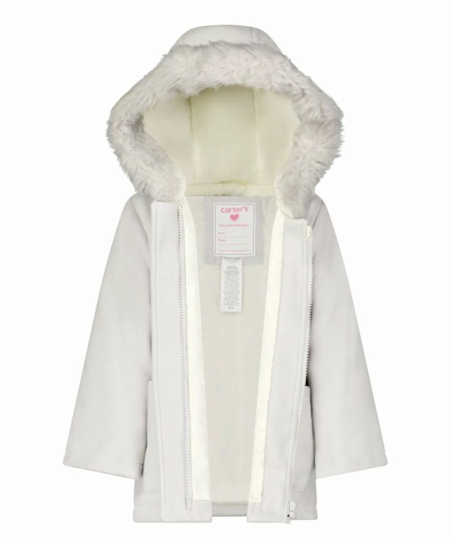 * | Budget Carter'S Gray Faux Fur Hood Toggle-Closure Coat Toddler & Girls