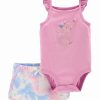 * | Best Sale Carter'S Pink Elephant Bodysuit & Blue Pastel Tie-Dye Shorts Newborn & Infant