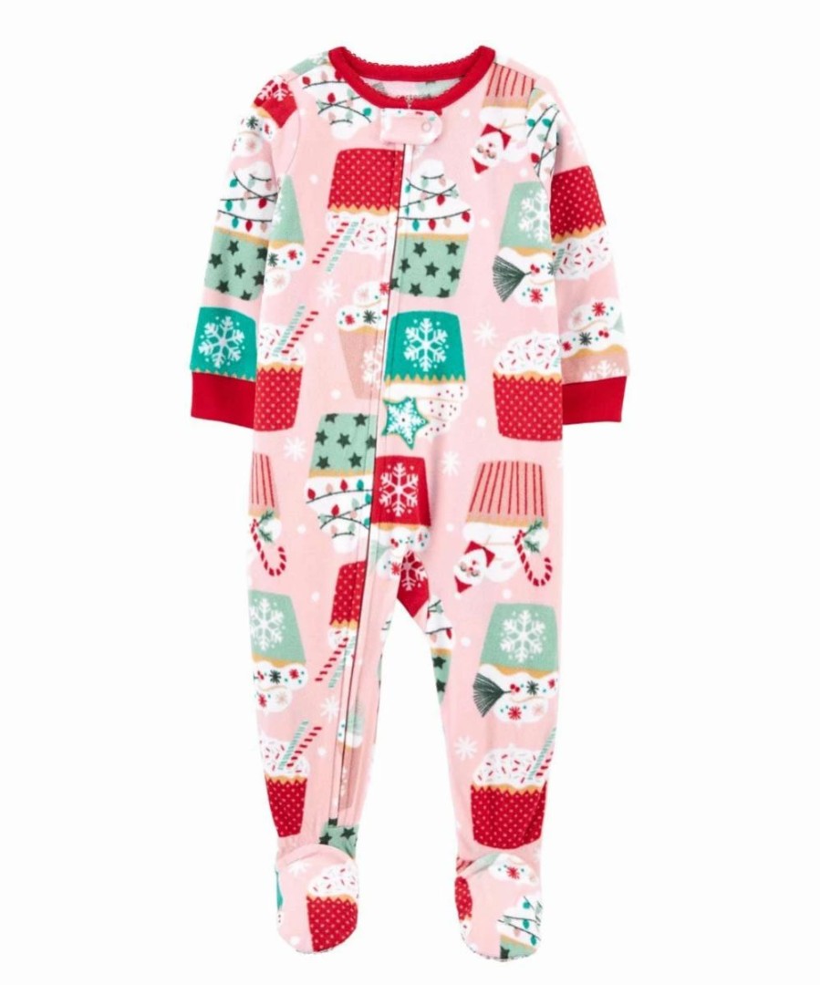 * | Brand New Carter'S Pink Snowflake Cupcake Long-Sleeve Footie Infant