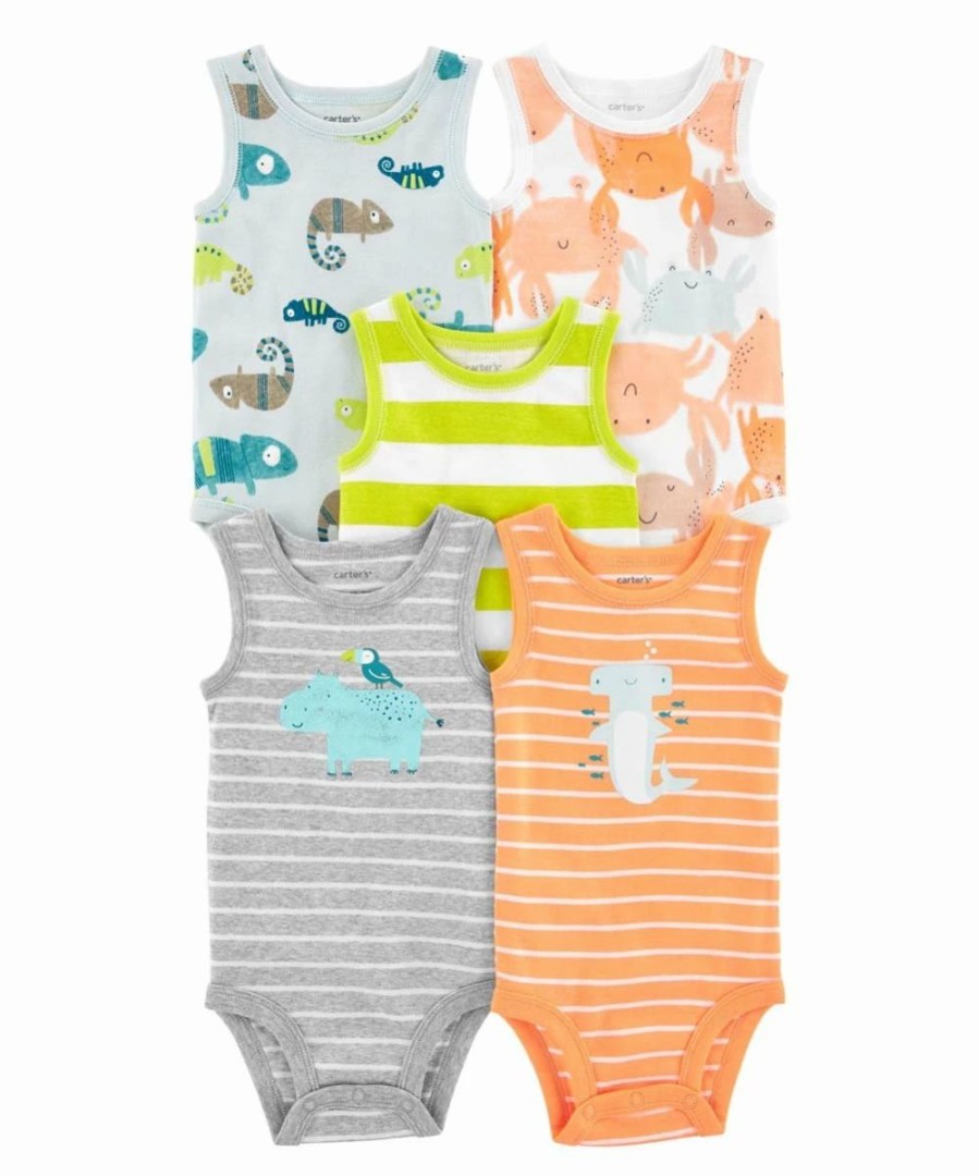 * | Best Sale Carter'S Orange Stripe Hammerhead Shark Bodysuit Set Newborn