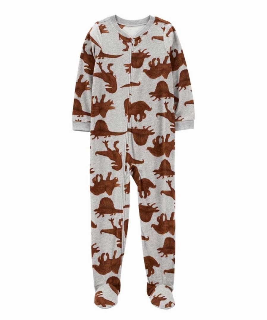 * | Best Deal Carter'S Gray & Brown Dino Fleece Footie Boys