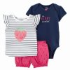 * | Brand New Carter'S White Stripe Strawberry Angel-Sleeve Top Set Infant