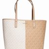 * | Wholesale Michael Kors Vanilla & Silver Leather Carter Tote