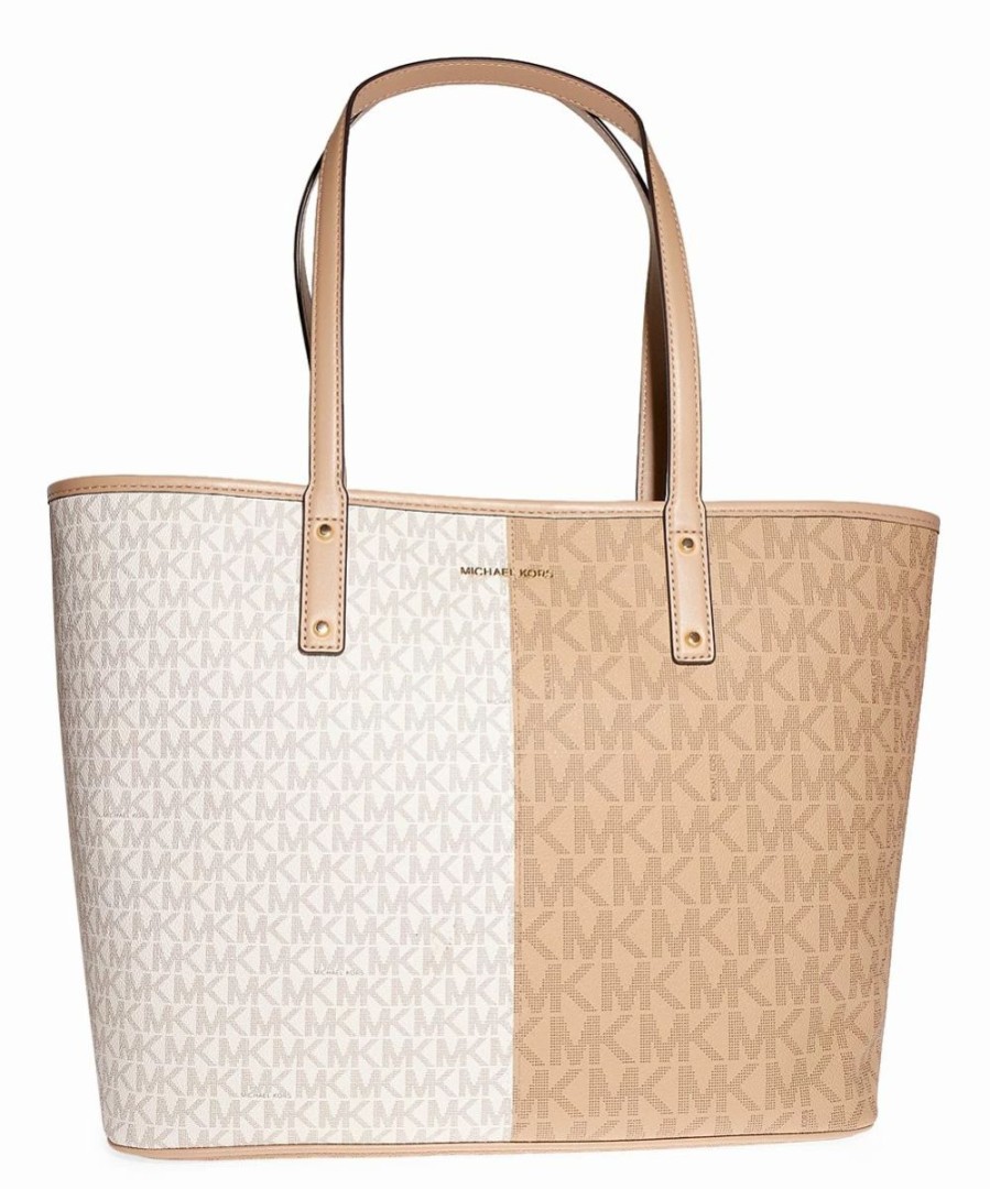 * | Wholesale Michael Kors Vanilla & Silver Leather Carter Tote