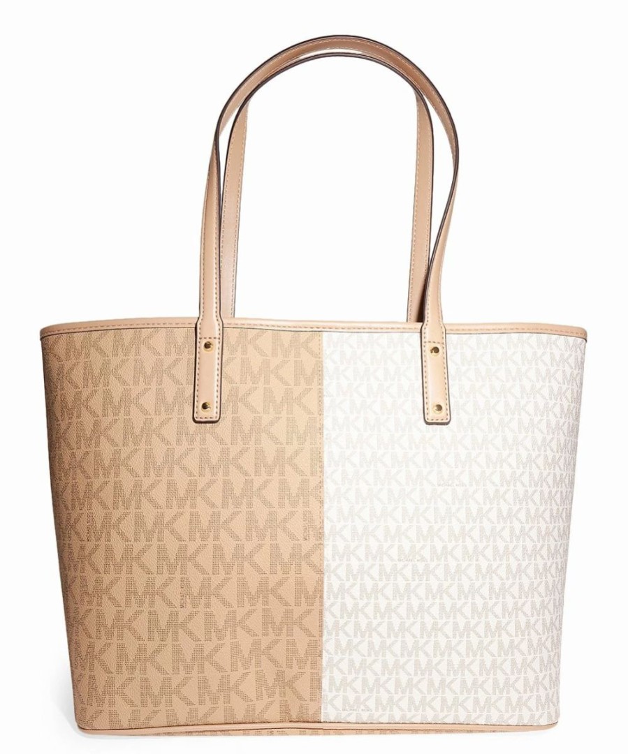 * | Wholesale Michael Kors Vanilla & Silver Leather Carter Tote