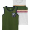 * | Promo Carter'S White & Olive Stripe Tank Set Boys