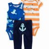 * | Cheapest Carter'S Orange & White Stripe 'Ahoy Little Matey' Bodysuit Set Newborn & Infant