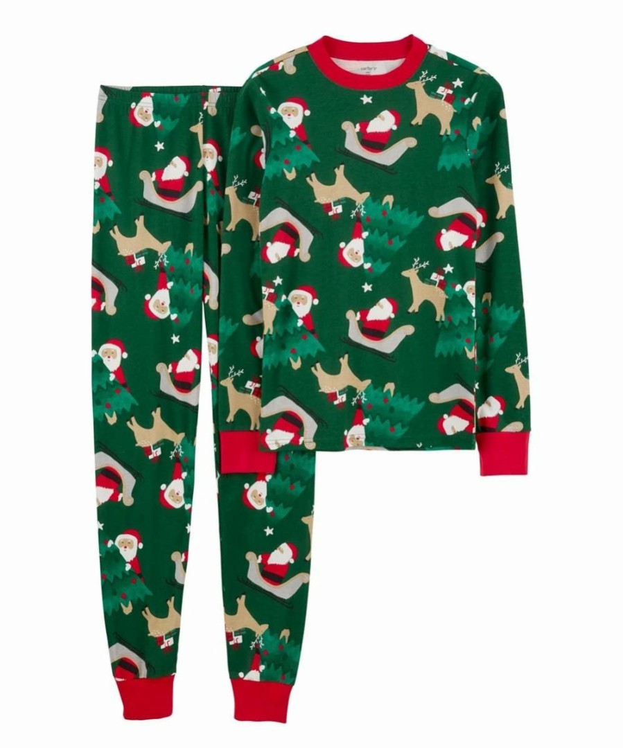 * | Flash Sale Carter'S Green & Red Santa Pajama Set Newborn, Infant & Adult