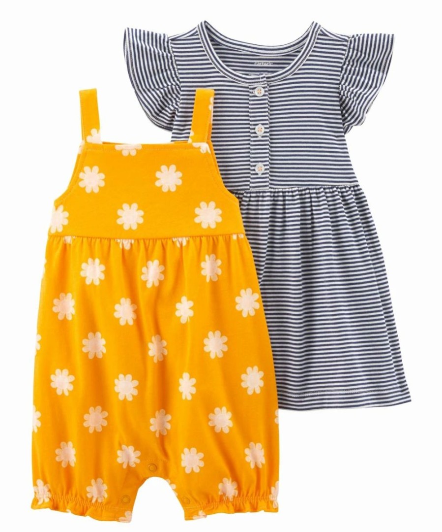 * | Top 10 Carter'S Gray Stripe Flutter-Sleeve A-Line Dress Set Newborn & Infant