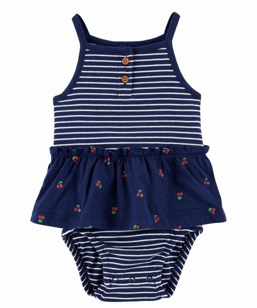 * | Budget Carter'S Navy Stripe Cherry One-Piece Sunsuit Newborn & Infant