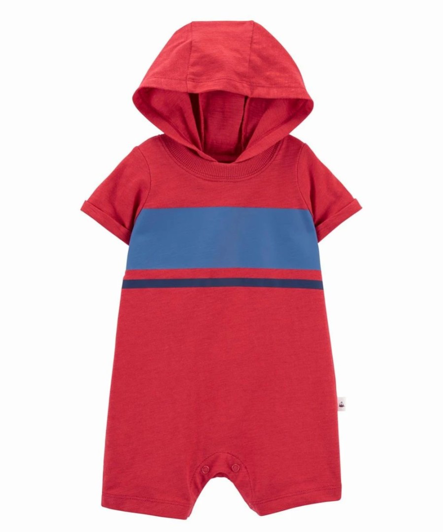 * | Best Reviews Of Carter'S Red & Blue Color Block Hooded Romper Newborn & Infant