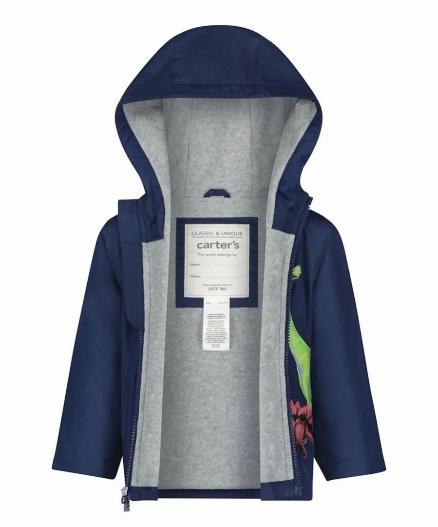 * | Deals Carter'S Navy & Green Dino Hooded Coat Toddler