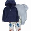 * | Flash Sale Carter'S Navy Car Zip-Up Hoodie Set Newborn & Infant