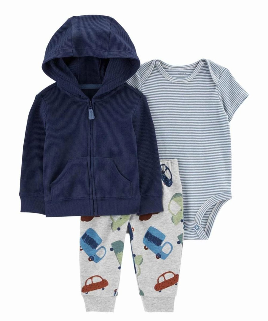 * | Flash Sale Carter'S Navy Car Zip-Up Hoodie Set Newborn & Infant