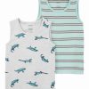 * | Best Sale Carter'S White & Blue Lizard Tank Set Infant, Toddler & Boys