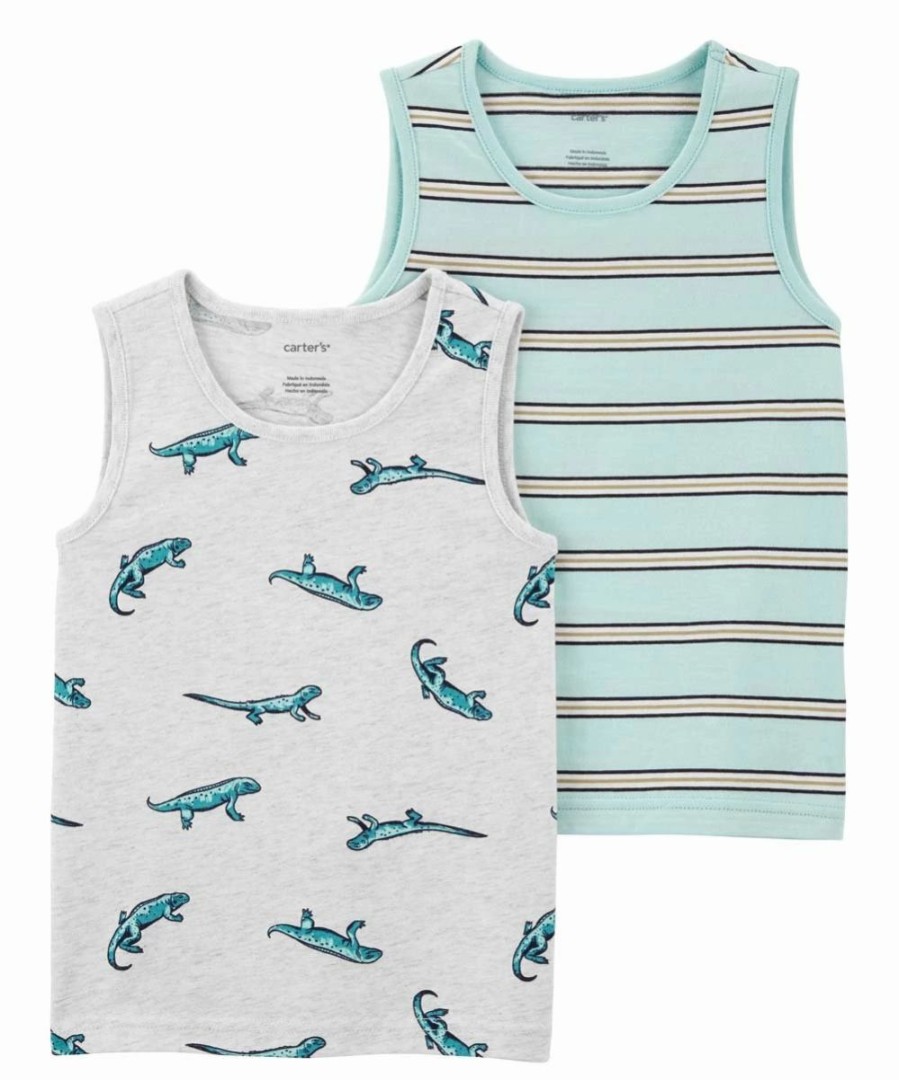 * | Best Sale Carter'S White & Blue Lizard Tank Set Infant, Toddler & Boys