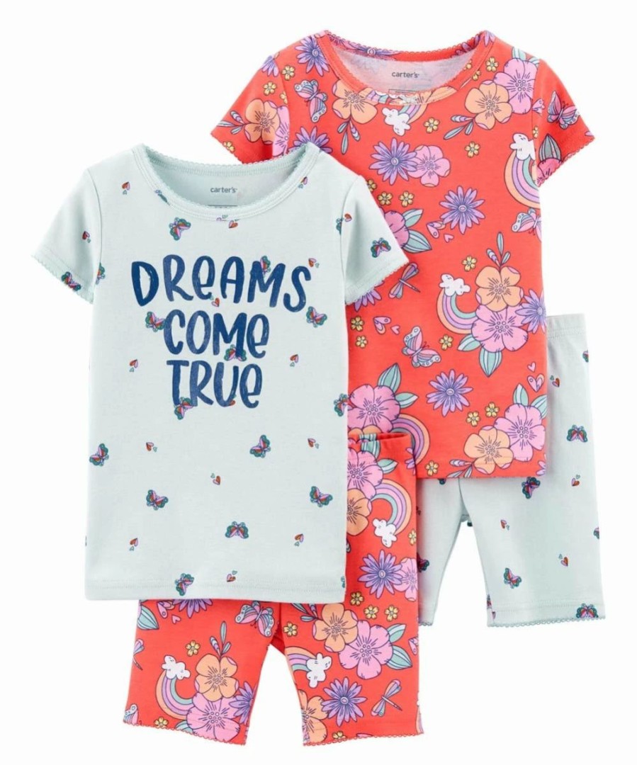 * | Outlet Carter'S Slate Floral 'Dreams Come True' Crewneck Tee Pajama Set Infant & Toddler