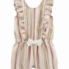 * | Best Reviews Of Carter'S Green & Pink Stripe Ruffle Linen-Blend Romper Newborn & Infant