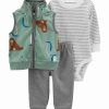 * | Budget Carter'S Green & Brown Walrus Vest Set Newborn & Infant